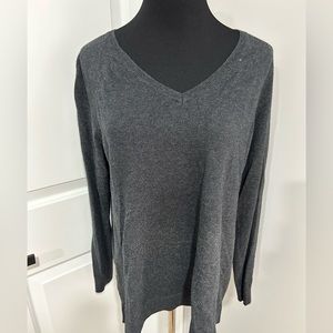 LOFT Vneck Mixed Media Sweater